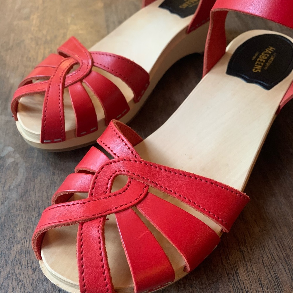 Red Swedish Hasbeens red sandal clog - us 9 eu 39